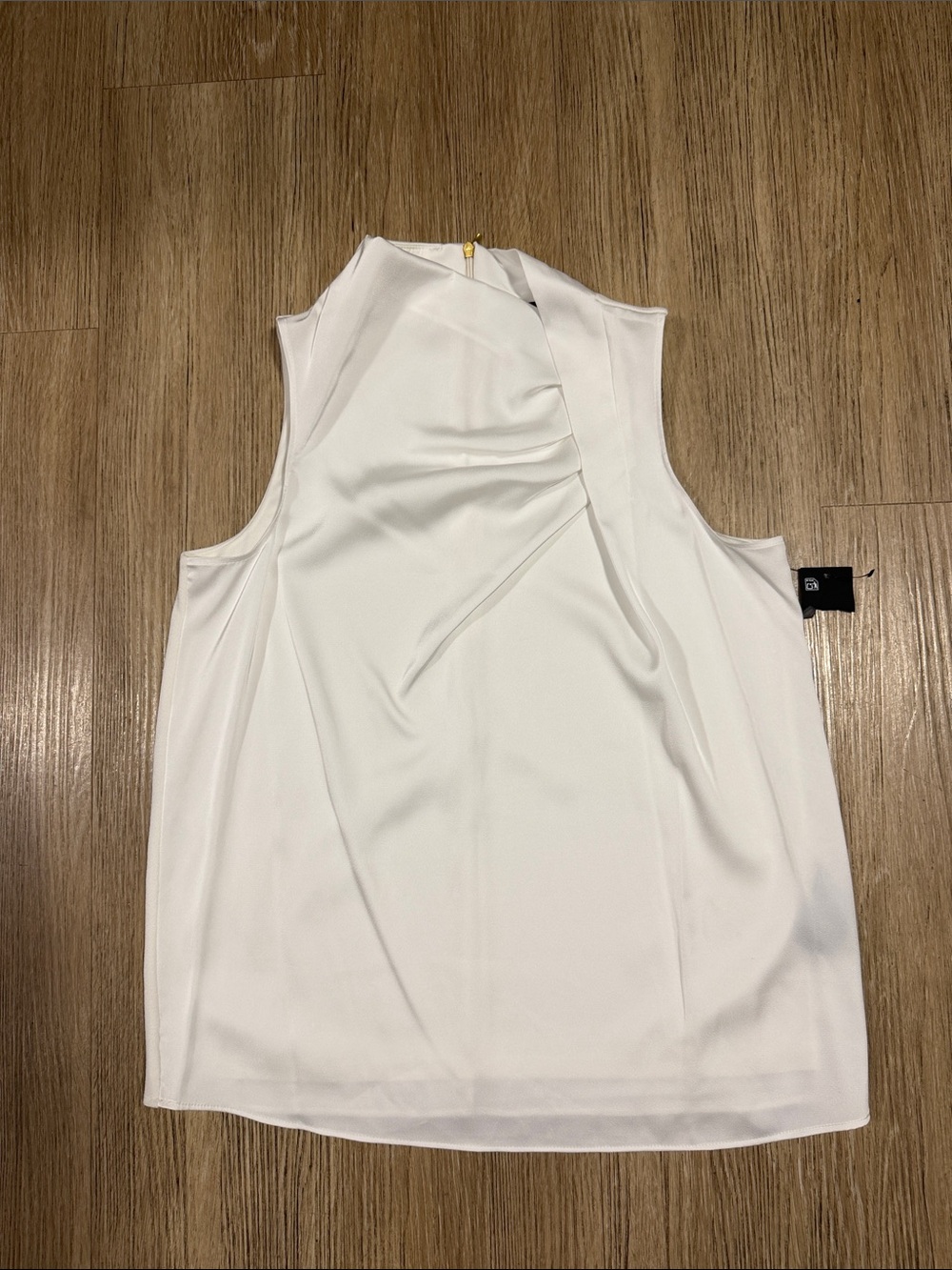 Donna Karan Sleeveless White Draped Neck Tank Top - Women S